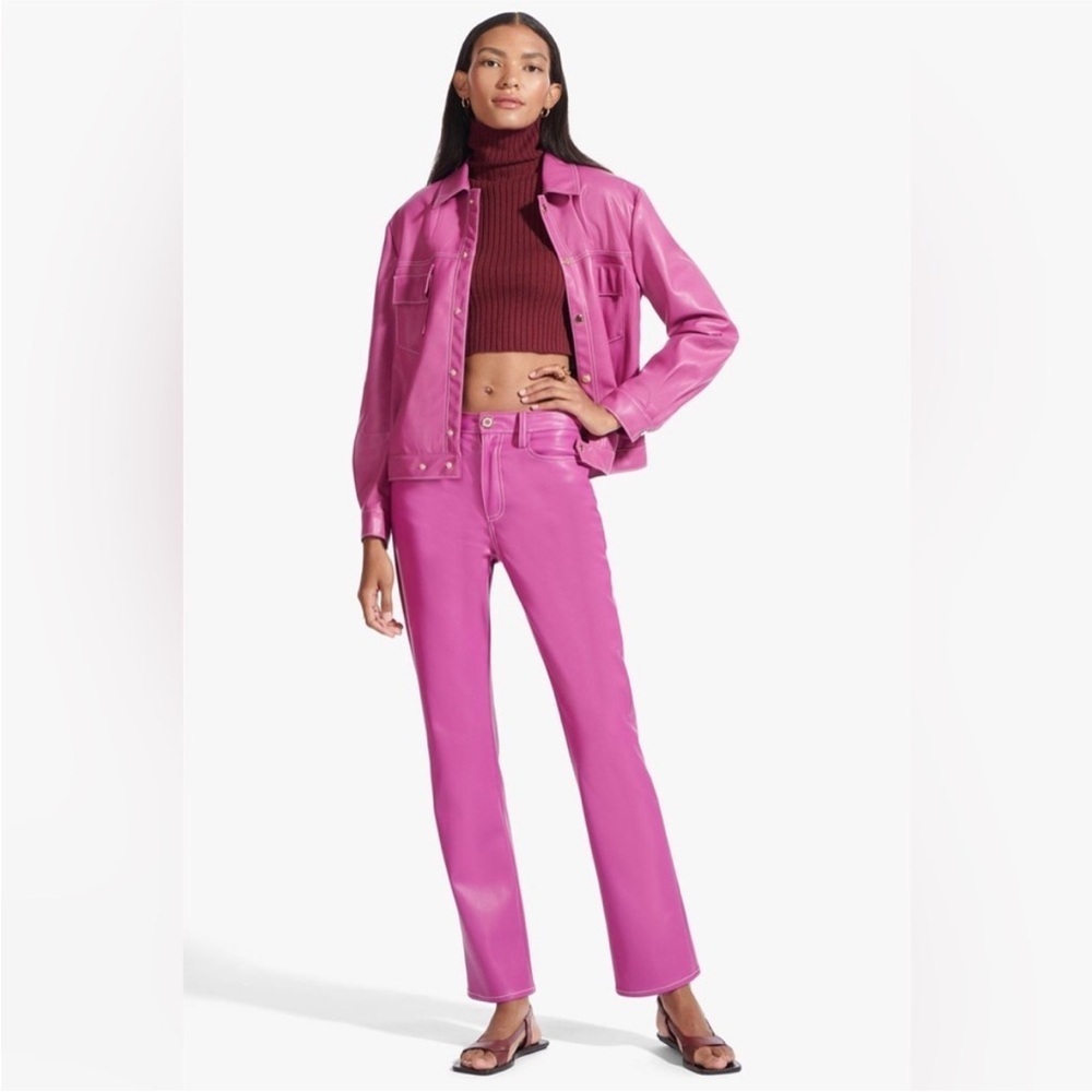 Staud Vegan Leather Pants In Pink NWT